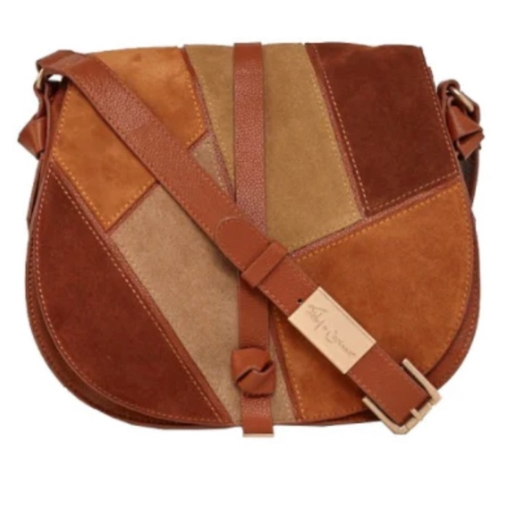 Foley and Corinna Daisy Patchwork Saddle Bag in Brown FC162061R